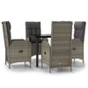 vidaXL 5-delige Tuinset met kussens poly rattan zwart en grijs