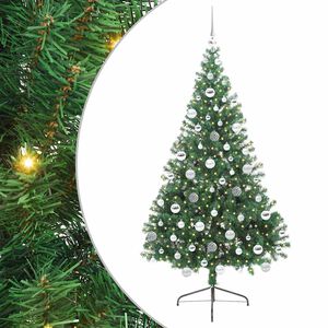 vidaXL Kunstmatig Voorverlicht Kerstboom met 300 LED Groen 180 cm PVC