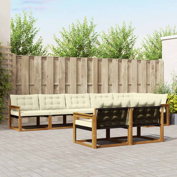 vidaXL Buiten bankenset met kussen 8 pcs Natuurlijk en Cr&egrave;me