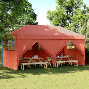 vidaXL Partytent inklapbaar pop-up met 4 zijwanden terracottakleurig