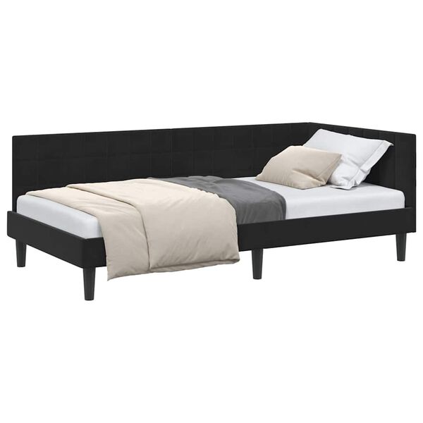 vidaXL Hoekbedframe met hoofdeinde Zwart 90 x 190 cm Fluweel