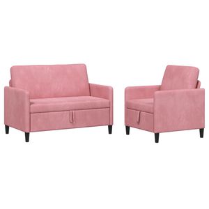 vidaXL Bankenset met opbergruimte 2 st Roze Polyester