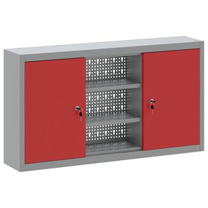 vidaXL Gereedschapskast met plank Rood en Grijs 100 x 20 x 55 cm