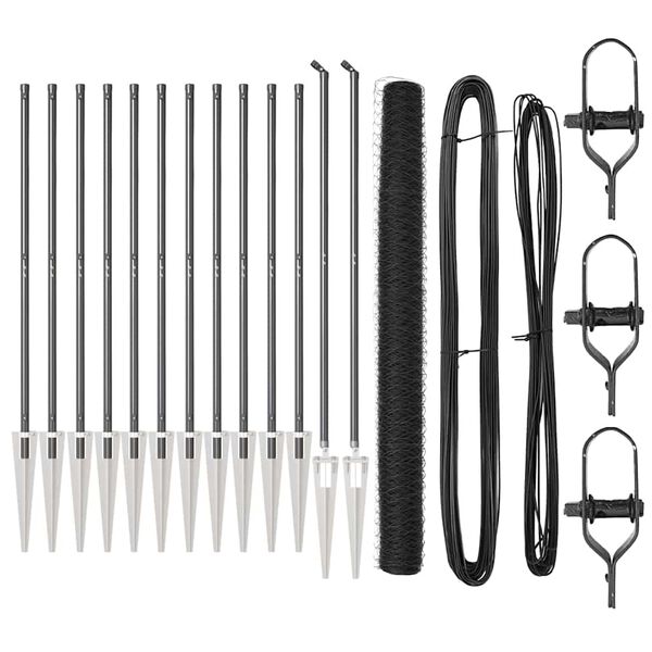 vidaXL Afrasteringspaal Grijs 25 x 1,5 m (50 mm gaas) Staal