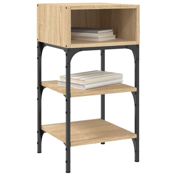 vidaXL Nachtkastje 35x34,5x70 cm bewerkt hout sonoma eikenkleurig
