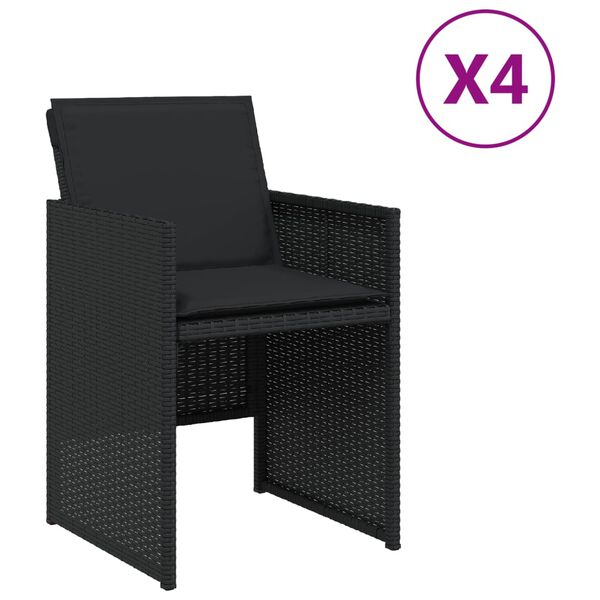 vidaXL Tuinstoelen 4 st met kussens poly rattan zwart