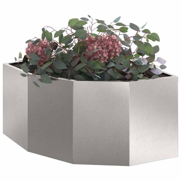 vidaXL Hoek Plantbak Zilver 60 x 60 x 35 cm Roestvrij staal