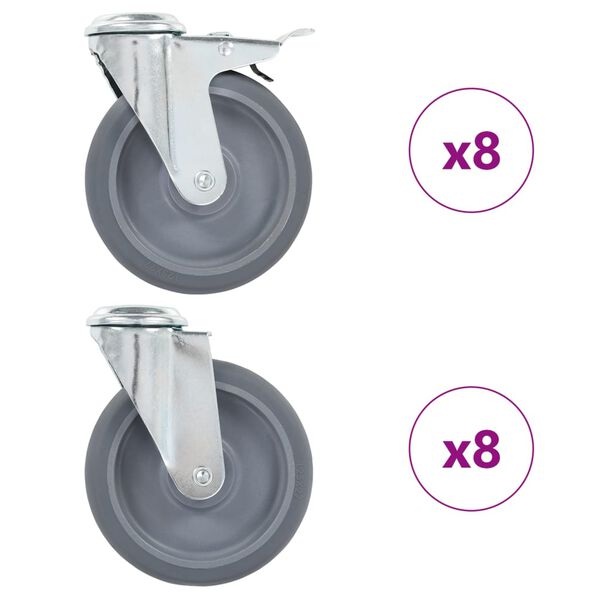 vidaXL 16 st Zwenkwielen met boutgaten 125 mm
