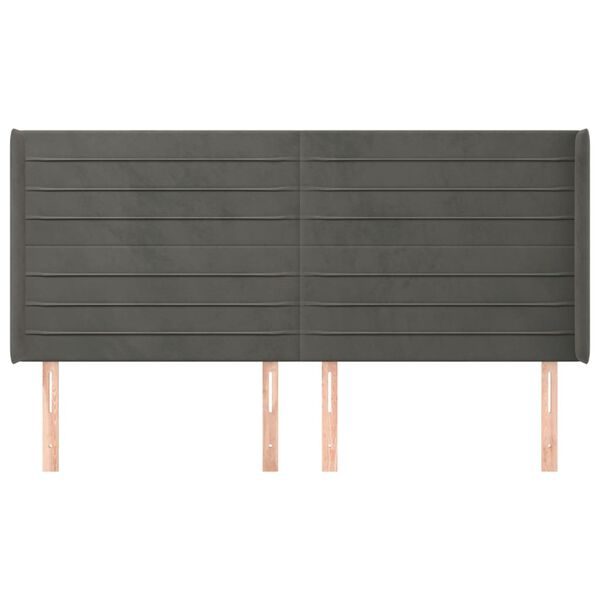 vidaXL Hoofdbord met randen 203x16x118/128 cm fluweel donkergrijs