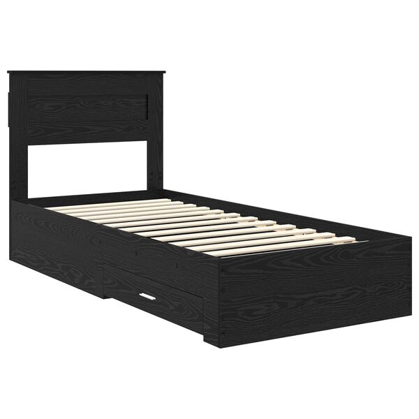 vidaXL Bedframe met hoofdeinde Zwart Eiken 100 x 200 cm Bewerkt hout