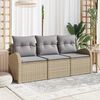 vidaXL Tuin Sofa Set met kussen 3 pcs beige en lichtgrijs Poly riet