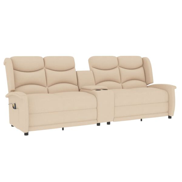 vidaXL Massagestoel 4-zits verstelbaar met bekerhouder cr&egrave;mekleurig