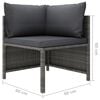 vidaXL 3-delige Loungeset met kussens poly rattan grijs