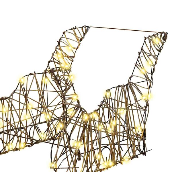 vidaXL Rendier trek slede Warmwit 52.5 x 28 x 32.5 cm Rattan