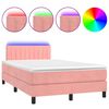 vidaXL Boxspring met matras en LED fluweel roze 120x200 cm