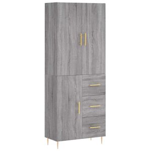 vidaXL Hoge kast 69,5x34x180 cm bewerkt hout grijs sonoma eikenkleurig