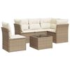 vidaXL 6-delige Loungeset met kussens poly rattan beige
