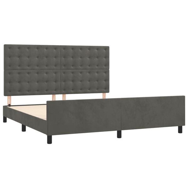 vidaXL Bedframe met hoofdeinde fluweel donkergrijs 180x200 cm