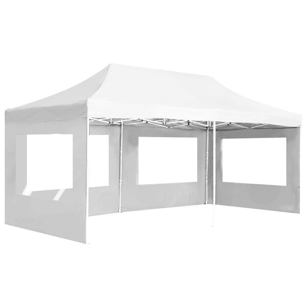 vidaXL Partytent inklapbaar met wanden 6x3 m aluminium wit