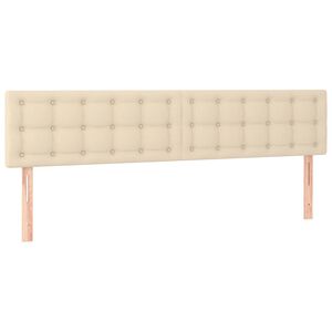 vidaXL Hoofdborden 200x5x78/88 cm stof cr&egrave;mekleurig