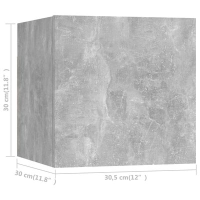 vidaXL Tv-wandmeubelen 2 st 30,5x30x30 cm betongrijs