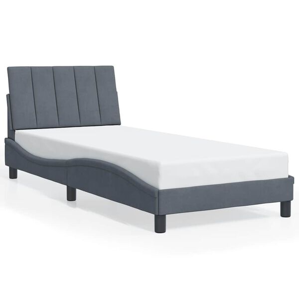 vidaXL Bedframe zonder matras "Hanko" 90x190 cm fluweel donkergrijs