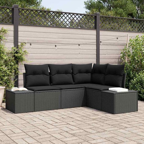 vidaXL Tuin Sofa Set 4 pcs Zwart poly rattan