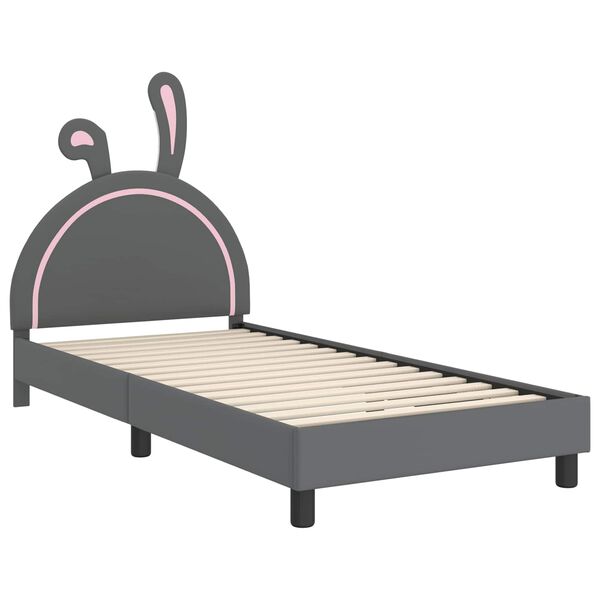 vidaXL Bedframe voor kinderen met hoofdbord Lichtgrijs 90 x 200 cm PU