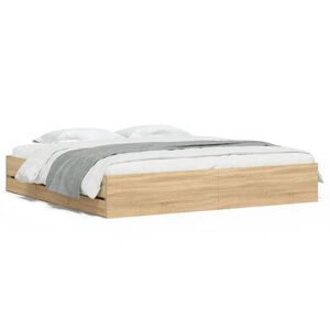 vidaXL Bedframe met lades bewerkt hout sonoma eikenkleurig 160x200 cm