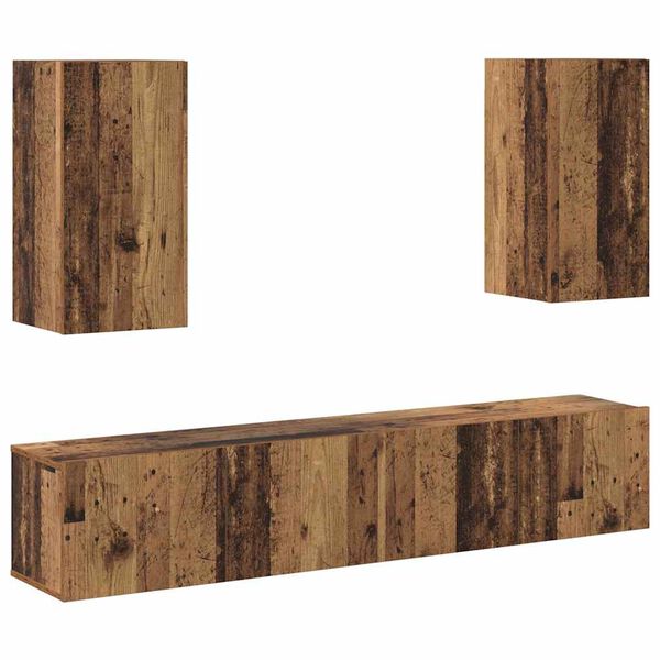 vidaXL Tv-meubelset Wandgemonteerd 4 pcs Oud Hout Bewerkt hout