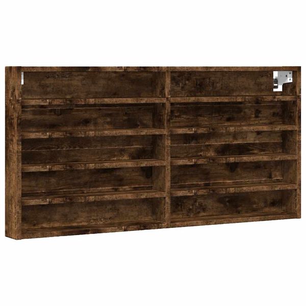 vidaXL Vitrinekast 100x8,5x50 cm bewerkt hout gerookt eikenkleurig