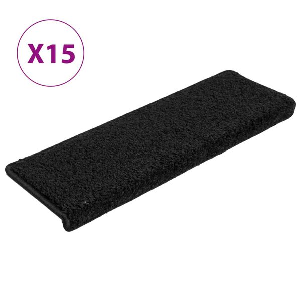 vidaXL Trapmatten 15 st 65x21x4 cm Zwart Rechthoekige Rand