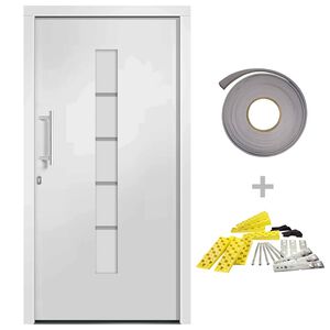 vidaXL Voordeur 100x200 cm aluminium en PVC wit