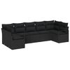 vidaXL Bankstel met kussen 7 pcs Zwart poly rattan