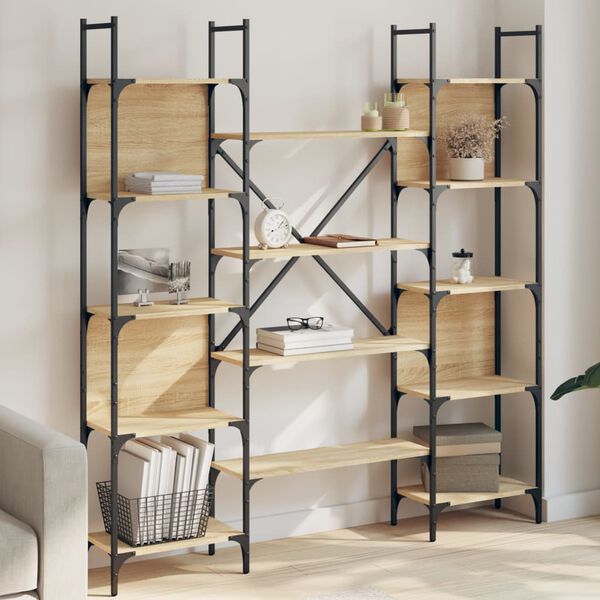 vidaXL Boekenkast 155,5x24x166,5 cm bewerkt hout sonoma eikenkleurig
