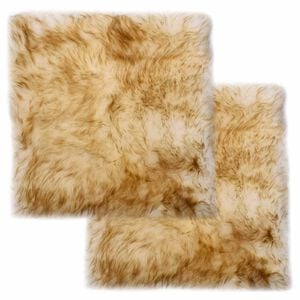 vidaXL Stoelkussens 2 st 40x40 cm echt schapenvacht gem&ecirc;leerd bruin