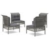 vidaXL 4-delige Loungeset met kussens poly rattan grijs