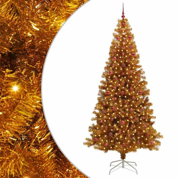 vidaXL Kerstboom met 300 LED met standaard Goud 240 cm PET
