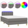 vidaXL Boxspring met matras en LED stof donkergrijs 120x200 cm
