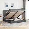 vidaXL Ottoman bed met matrassen en LED's 200x200cm stof donkergrijs
