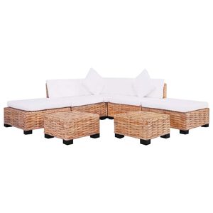 vidaXL Loungeset natuurlijk rattan 18-delig