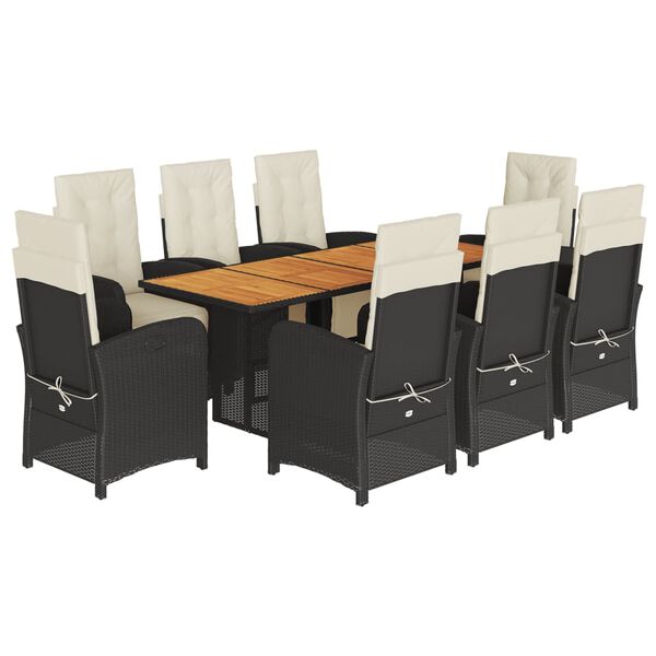 vidaXL 9-delige Tuinset poly rattan zwart