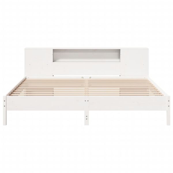 vidaXL Bed met boekenkast zonder matras grenenhout wit 200x200 cm
