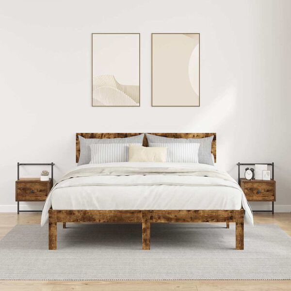 vidaXL Nachtkastjes 2 st wandgemonteerd 35x30x51 cm hout gerookt eiken