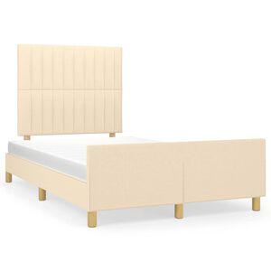 vidaXL Bedframe zonder matras 120x190 cm stof cr&egrave;mekleurig