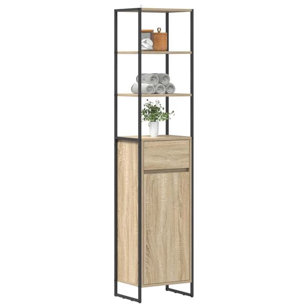 vidaXL Badkamer Kast met lade Sonoma 40 x 30 x 180 cm Bewerkt hout