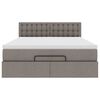 vidaXL Bed poef met matras en LED's 140x190 cm stof taupe
