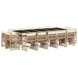vidaXL 15-delige Tuinset met kussens poly rattan beige