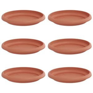 vidaXL Ronde Bloemenschalen 6 pcs Baksteenrood &Oslash; 14 x 2 cm Kunststof