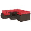 vidaXL 9-delige tuinbankset met kussens, bruin polyrotan